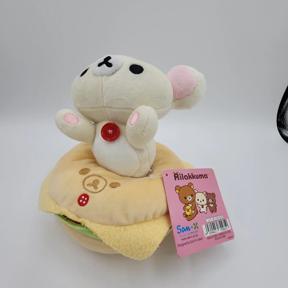 San-X Rilakkuma Korilakkuma Bagel Soft Plush Doll 6 Inch Stuffed‎ Toy NEW w/ Tag